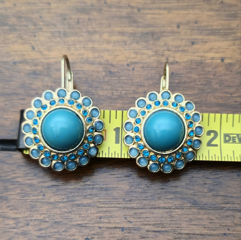 Banana Republic Gold And Turquoise Blue Drop Earrings - Picture 5 of 11